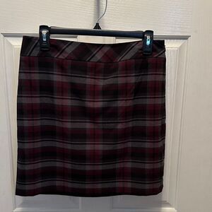 LOFT Plaid Mini Skirt - Black and Red